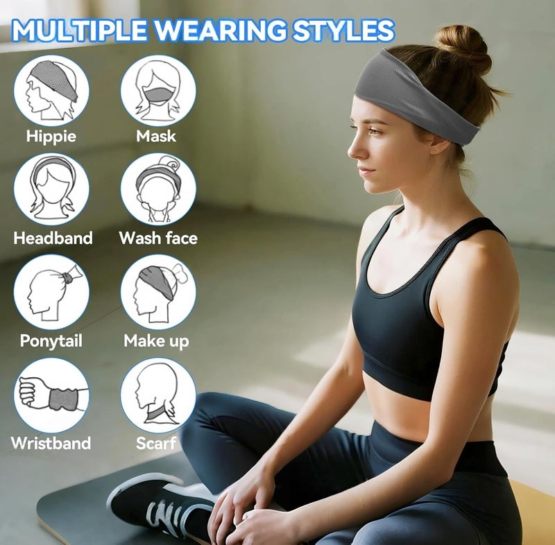 LECHI Sweat Headbands for Men,6 Pack Workout Sports Hairband for Gym, Ideal for Fitness,Running,Cycling,Hike - Image 5